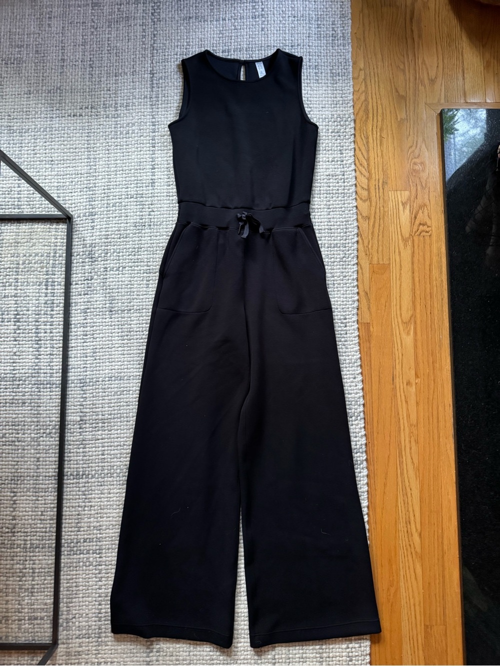 Spanx Air Essentials Black Wideleg Sleeveless Jumpsuit Medium Tall